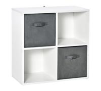 HOMCOM Estantería para Libros de 4 Cubos Librería Modular con 2 Cajones Extraíbles de Tela no Tejida para Oficina Estudio Dormitorio 61,5x30x61,5 cm Blanco y Gris White 61.5x30x61.5cm