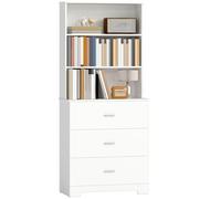 HOMCOM Estantería para Libros de 6 Niveles, Librería con 3 Cajones, 3 Estantes Abiertos, Armario Alto para Salón, Estudio, Oficina, 79x39,5x182,2 cm, Blanco White 79x39.5x182.2 cm