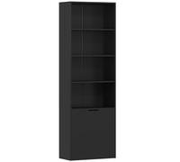 HOMCOM Estantería para Libros de 6 Niveles Estantería Negra con Puertas 4 Estantes Abiertos para Salón Estudio 59x29x180 cm Aosom España