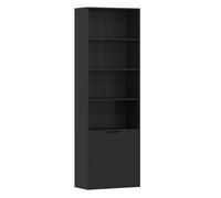 HOMCOM Estantería para Libros de 6 Niveles, Librería con 2 Puertas, 4 Estantes Abiertos, Armario Alto para Salón, Estudio, Oficina, 59x29x180 cm, Negro Negro