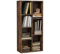 HOMCOM Estantería para Libros Librería con 7 Compartimentos de Almacenaje Archivos para Dormitorio Oficina 50x24x106 cm Blanco Chocolate