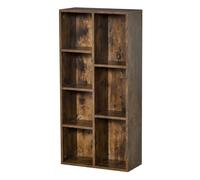 HOMCOM Estantería para Libros Librería con 7 Compartimentos de Almacenaje Archivos para Dormitorio Oficina 50x24x106 cm Blanco Chocolate