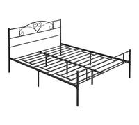 HOMCOM Marco de Cama Doble de Metal para Colchón 150x200 cm con Cabecera y Patas de 31 cm Estructura de Cama Matrimonio con Espacio Bajo de Almacenamiento 158x211x106 cm Negro