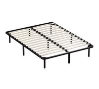 HOMCOM Estructura de cama 140 x 190 cm, cama para 2 personas en madera maciza con somier de listones y patas, espacio de almacenamiento debajo, negro Aosom España