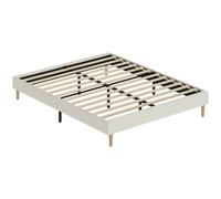 HOMCOM Estructura de Cama 160x200 cm con Somier Tapizada en Terciopelo Acanalado y Almacenamiento Crema Aosom España