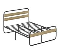 HOMCOM Estructura de cama doble 140x190 cm para 2 personas estilo industrial con almacenamiento, somier y cabecero-pie de cama, fácil montaje