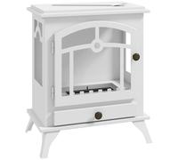 HOMCOM Estufa de Bioetanol de Pie con Tanque de 1,2 L Apagallamas de Acero Inoxidable Tiempo de Combustión 3H 45x28x54cm Blanco