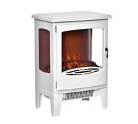 HOMCOM Estufa eléctrica con efecto de chimenea Estilo neo-Retro 900-W Llamas simuladas LED Brillo ajustable Acero ABS Blanco BLANCO
