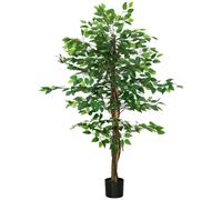 HOMCOM Ficus Artificial con Troncos Naturales para Interior Green