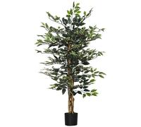 HOMCOM Ficus Artificial Realista de 130 cm Planta Falsa de 702 Hojas con Maceta para Decoración del Hogar Ø15x130 cm Verde Aosom España