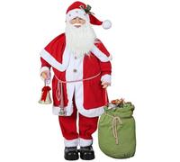 HOMCOM Figura de Papá Noel de pie 140cm con función Sonido Regalo | Campanas de Navidad, figura de San Nicolás, decoración navideña, decoración de Papá Noel para fiesta de regalos