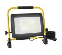 Homcom foco led recargable con cabezas y soporte ajustables 100 w 8500 lúmenes ip65 6500k foco proyector led resistente a la intemperie portátil con asa para interior y exterior amarillo y negro