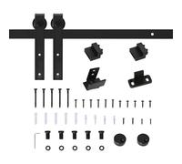 HOMCOM Mini Herraje para Puerta Corredera 200 cm Kit de Accesorios para Puerta Corrediza de Madera con 2 Rieles de Acero al Carbono Carga 20 kg 200x0,4x18 cm Negro