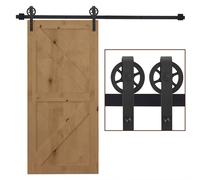 HomCom Kit para puerta corredera de granero - Riel 200x4x0,6 cm con rodillos 12,5x5x34,5 cm