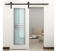 HomCom Herraje para puerta corredera Kit riel 200 cm 1 puerta madera 100 cm acero carbono 90 kg