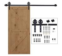 HomCom Kit para puerta corredera de granero - Riel 200x4x0,6 cm con rodillos 12,5x5x34,5 cm