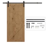 HOMCOM Herraje Puerta Corredera 200 cm Kit Riel 1 Puerta Granja Madera 100 cm Ancho Acero Carbono 90 kg Aosom España