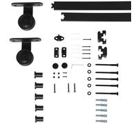 HOMCOM Herrajes para Puerta Corredera 200 cm Kit de Accesorios para Puerta de Granero de Madera 200x40x0,6 cm Negro Aosom España
