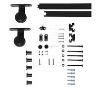 HOMCOM Herrajes para Puerta Corredera 200 cm Kit de Accesorios para Puerta de Granero de Madera 200x40x0,6 cm Negro Aosom España