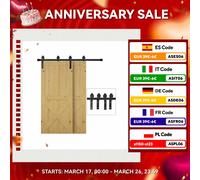 HOMCOM Herraje para Puerta Corredera 200 cm Kit de Acero al Carbono Negro | Accesorios, para 2 Puertas Deslizantes de Madera de 100 cm de Ancho, Baño Dormitorio Cocina