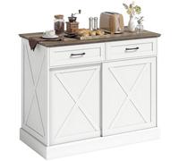 HOMCOM Isla Central Cocina, Aparador Cocina, Mueble de Almacenamiento con 2 Cajones, 2 Puertas Corredizas y Estante Ajustable, Estilo Rústico, 106,4 x 57 x 92 cm, Blanco y Marrón