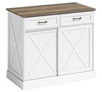 HOMCOM Isla central de cocina, buffet de cocina, mueble de almacenamiento con 2 cajones 2 puertas correderas, estante regulable, blanco