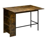 HOMCOM Isla central mesa de bar encimera abatible y 3 estantes 120x76x91,4 cm Marrón Rústico Aosom España