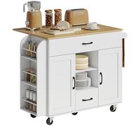 HOMCOM: Isla de cocina, carro de cocina con ruedas, 2 cajones, 2 puertas con cierre suave
