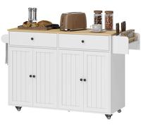 HOMCOM: Isla de cocina, carro de cocina con ruedas, estante para especias, soporte para toallas