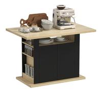 HOMCOM Isla de Cocina con Armario Gran Tablero Negro & Natural