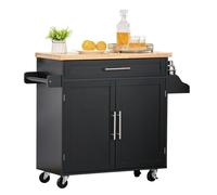 HOMCOM Carrito de Cocina con Armario Estante Ajustable Cajón Barra y Especiero Negro