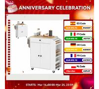 HOMCOM Isla de Cocina con Ruedas Carrito de Cocina Mueble Auxiliar de Cocina con 2 Puertas Cajón Especiero de 3 Niveles Toallero y Estante Ajustable 82x38x86,5 cm Blanco