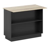 HOMCOM Isla de Cocina Mueble buffet auxiliar con 2 Estantes Abiertos 2 Puertas y Estantes Ajustables 105x60x82 cm Negro y Roble Aosom España