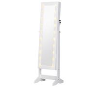 HomCom Joyero de pie con espejo Armario para joyas 20 luces LED reclinable Aosom España