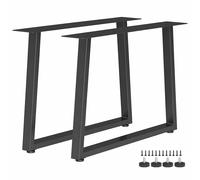 HOMCOM Juego 2 Patas para Mesa Trapezoidales en Acero con 12 Orificios y 12 Tornillos, Capacidad 75 kg, para Banco, Mesa de Centro, Negro