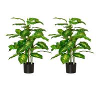 HOMCOM Juego de 2 Árboles Artificiales de 95 cm con Maceta Plantas Sintéticas para Decoración Hogar Salón Oficina Verde Aosom España