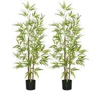 HOMCOM Juego de 2 Árboles de Bambú Artificial, 120 cm con , Decoración de Interior, Muy Realistas