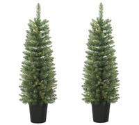 HOMCOM Juego de 2 Árboles de Navidad 120 cm 170 Ramas Base de Maceta Verde | Árbol de Navidad Artificial, Montaje Rápido, Decoración Navideña para Salón, Interior