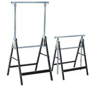 HOMCOM Juego de 2 caballetes telescópicos plegables regulables en altura de 80 cm color negro