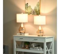 HOMCOM Juego de 2 Lámparas de Mesa Lámparas de Mesita de Noche con Casquillo de Lino E27 Máx. 40W para Salón Ø30x56 cm Blanco Aosom España