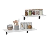 HOMCOM Juego de 2 Mesas Plegables de Pared Blanco Brillo