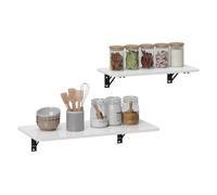 Homcom juego de 2 mesas plegables de pared escritorios flotantes para espacios pequeños mesas abatibles para cocina comedor estudio dormitorio y salón blanco brillo