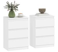 HOMCOM, juego de 2 mesitas de noche, 3 cajones, 40 x 30 x 59,5 cm, color blanco