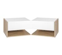 HOMCOM - Juego de 2 mesitas de noche colgantes con cajón deslizante, color roble blanco