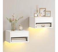 HOMCOM Juego de 2 Mesitas de Noche Flotantes 37x32x21 cm Blanco