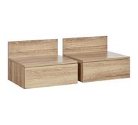 HomCom Mesitas de noche flotantes con cajón 2 unidades Madera natural 43x36,5x30,5 cm