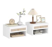 HOMCOM Juego de 2 Mesitas de Noche Flotantes de Pared 40x34x23 cm Blanco