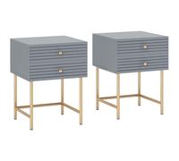 HOMCOM Juego de 2 mesitas de noche, mesita de noche con 2 cajones, mesa auxiliar moderna para dormitorio, sala de estar, color gris