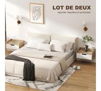 HOMCOM Juego de 2 mesitas de noche para pared, mesitas de noche con cajón y bandeja con bordes elevados, estilo moderno, p