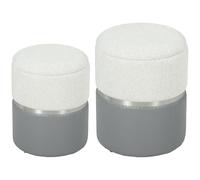 HOMCOM Juego de 2 Puff Almacenaje Tapizados en Chenilla y PU Asiento Acolchado para Pasillo Dormitorio gris
